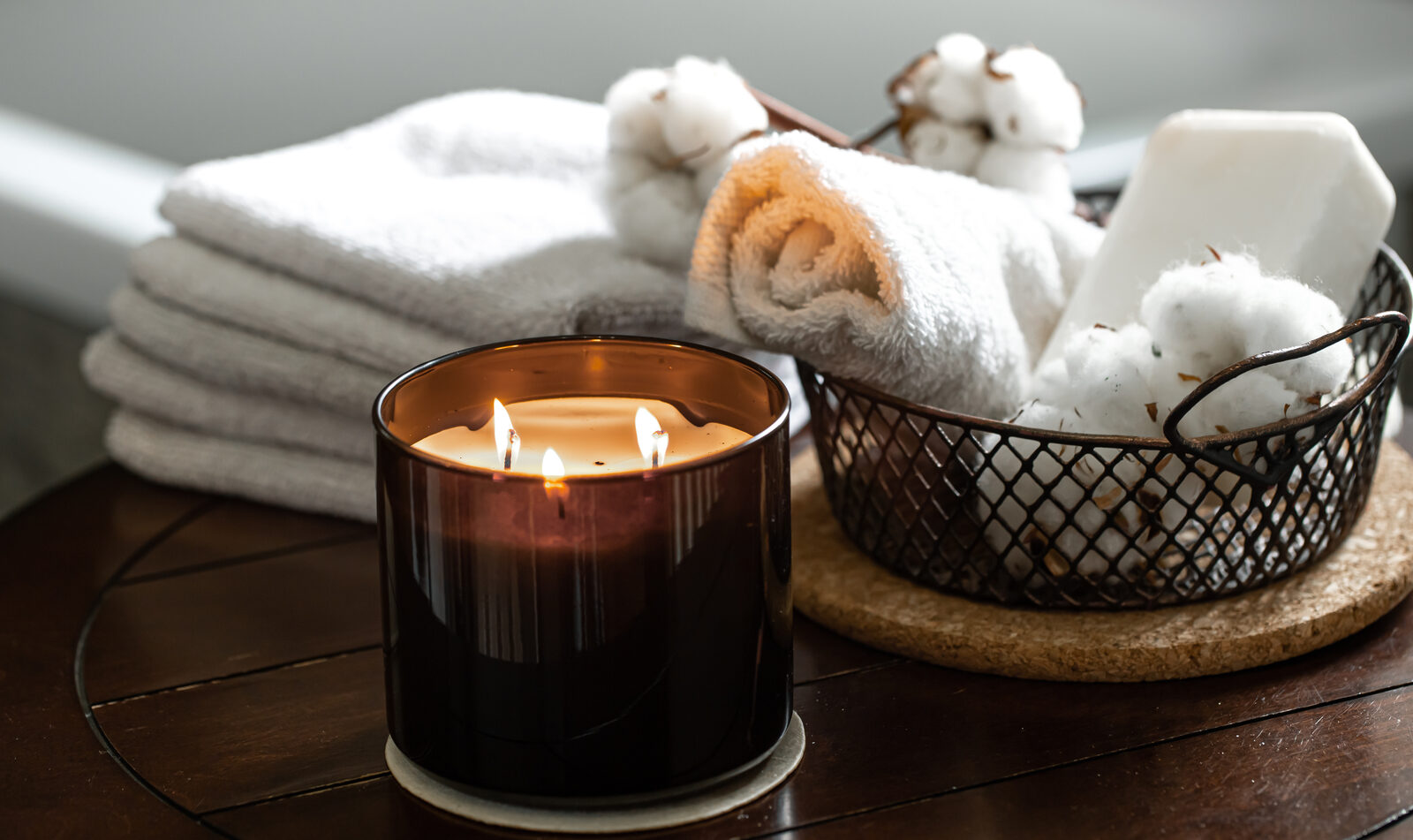 Candle flame in a contemplative setting